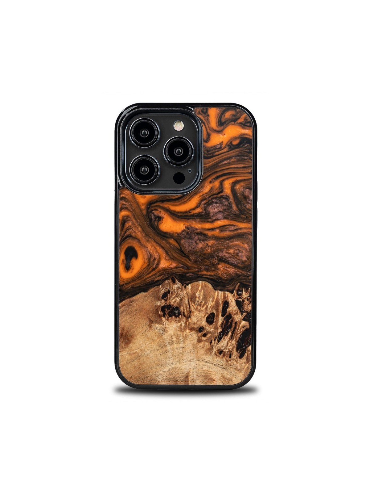 Resin & Wood iPhone 15 series case – Orange