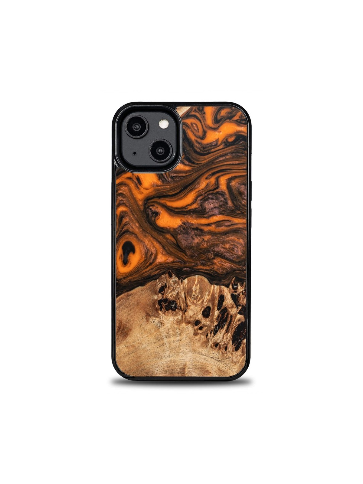 Resin & Wood iPhone 15 series case – Orange